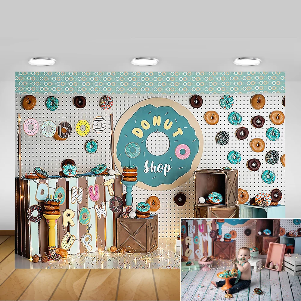 Donuts Wall Newborn Children Birthday Art Photography Backdrop Sweet Shop Baby Portrait Background Photo Studio Photocall | Электроника