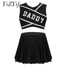 Женский очаровательный костюм Чирлидера для косплея, Школьный костюм для девочек, сексуальный косплей, круглый вырез, укороченный топ без р...(China)