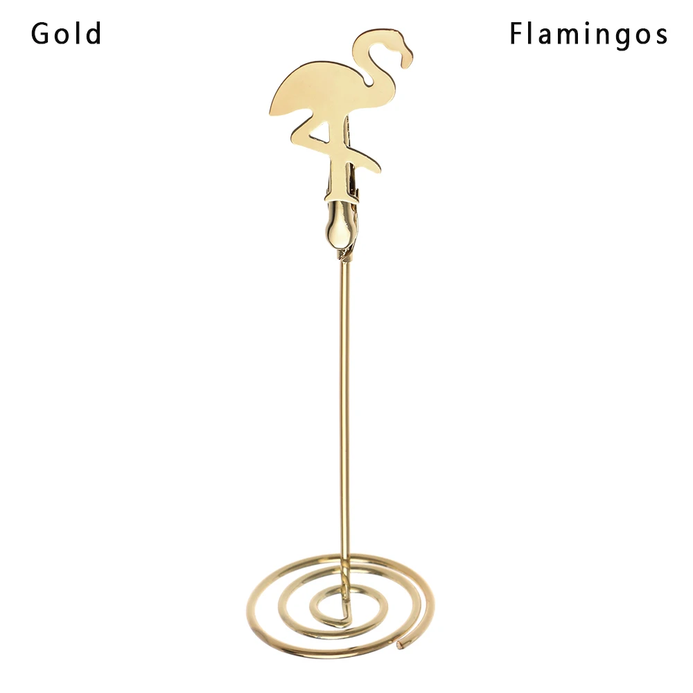 gold flamingo 1 шт. крутой Свадебный держатель карточки с именем гостя романтическая бабочка Фламинго узор металлические фото зажимы стол органайзер аксессуары Зажимы - Цвет: gold flamingo