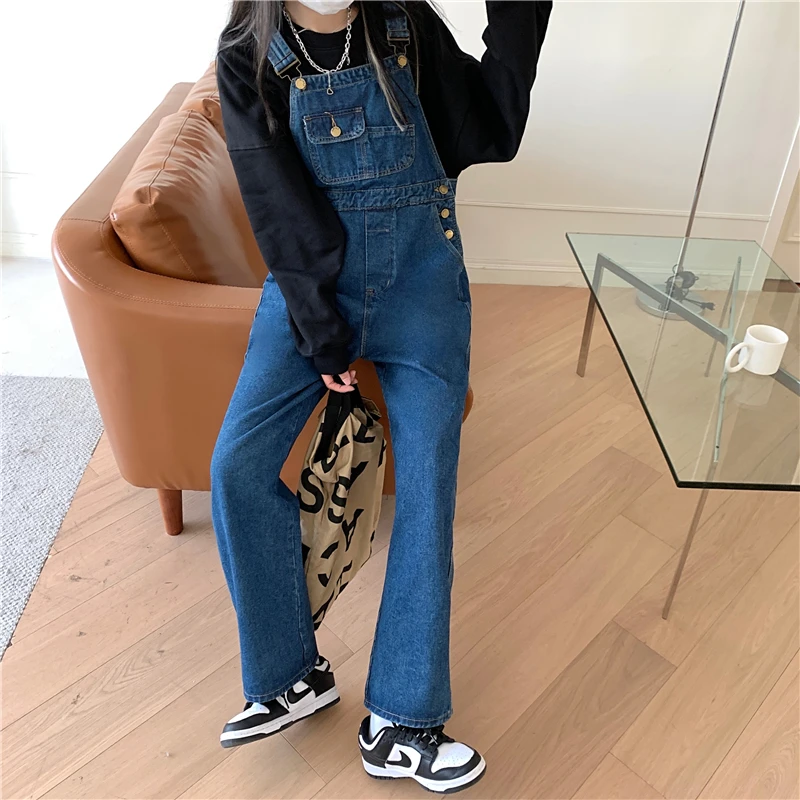 Jeans women's wear large fat mm fashionable design sense work clothes conjoined pants high waist loose conjoined pants s-5x200kg ripped jeans