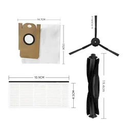 Accessoires de pièces remplaçables pour aspirateur Lydsto R1, sacs à poussière, brosses latérales roulantes, filtres HEPA, lingettes jetables 
