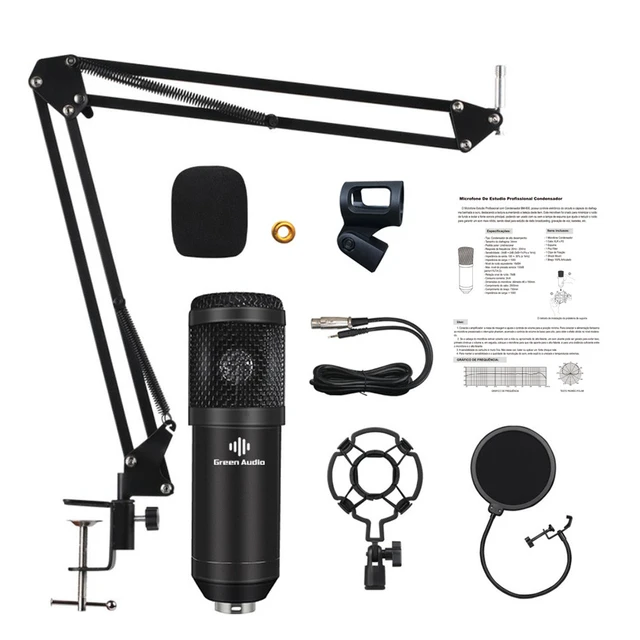 Studio Recording Condenser Microphone Kit with Shock Mount Flexible Scissor  Arm for Network Broadcasting Online Singing - AliExpress