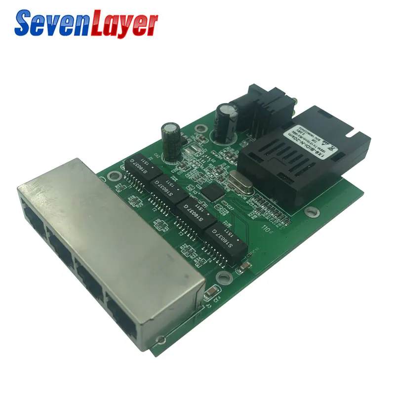 10/100M 4 RJ45 1 SC Fast Ethernet switch Converter Ethernet Fiber Optical Media Converter Single Mode fiber Port PCBA 20KM
