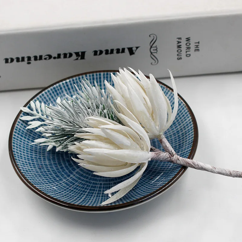 4PcsPack White And Green Artificial flower bouquet Fake plants DIY Home Furnishing decoration Wedding arrangements JH07 (7)