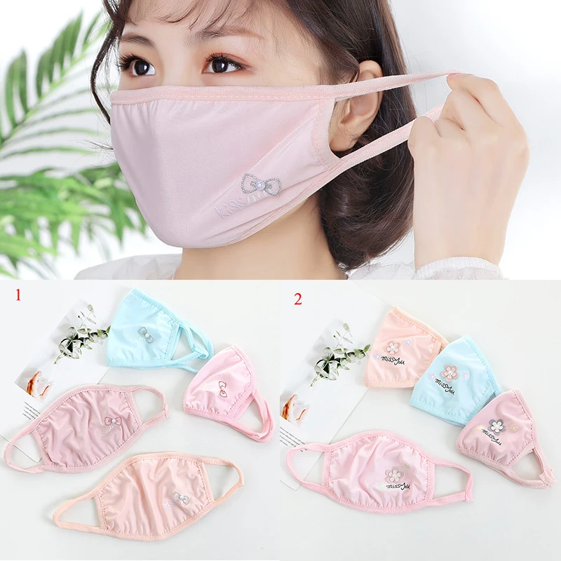 

2020 Summer Sunscreen Mouth Masks Pink Floral Lace Anti Dust Mask washable anti-UV Mouth-muffle Lady Dustproof Face Mouth Mask