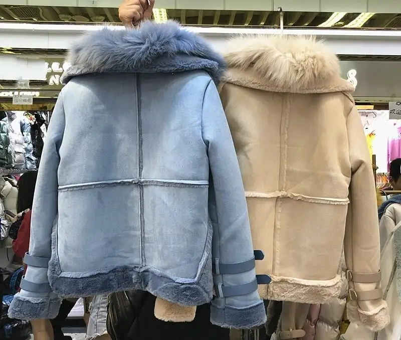 Зимнее пальто из овечьей шерсти, женские толстые мотоциклетные замшевые кожаные куртки, женская теплая байкерская куртка
