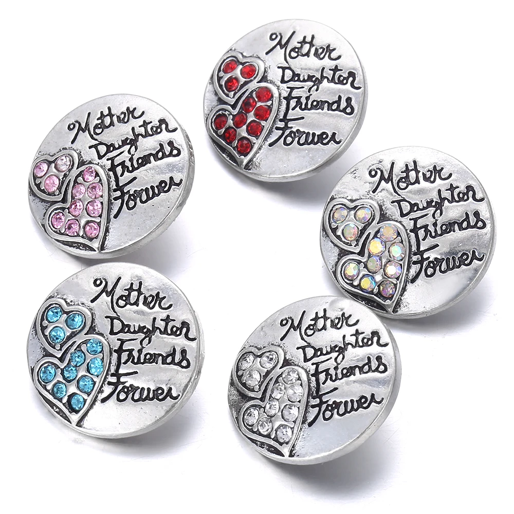 6pcs/lot New Family Snap Jewelry Mother Daughter Friends Forever Love Heart 18MM Buttons for Bracelet 18 Mm Snaps | Украшения и