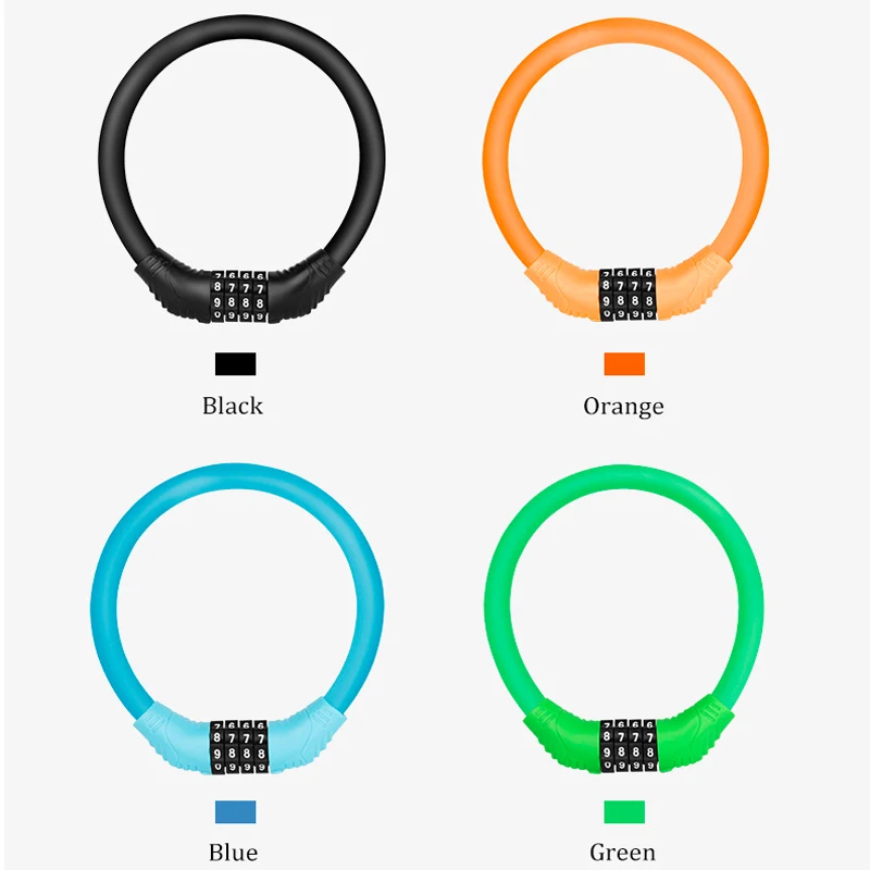 5-Digit Combination Password Bike Lock Cable Bicycle Chain Lock Black Color