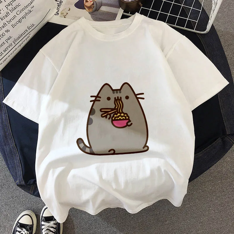 Kawaii/футболка с толстым котом Детская Новая летняя Милая модная футболка для детей тонкая хипстерская футболка для девочек топы, одежда BAL541