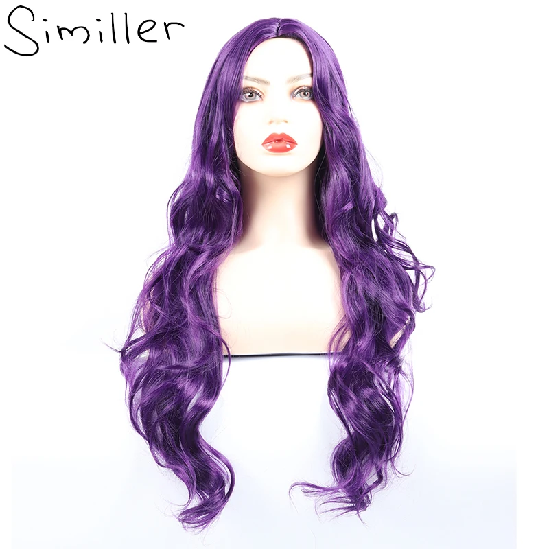 

Similler Purple Women Synthetic Wigs for Cosplay Heat Resistance Fiber Long Wavy Hair