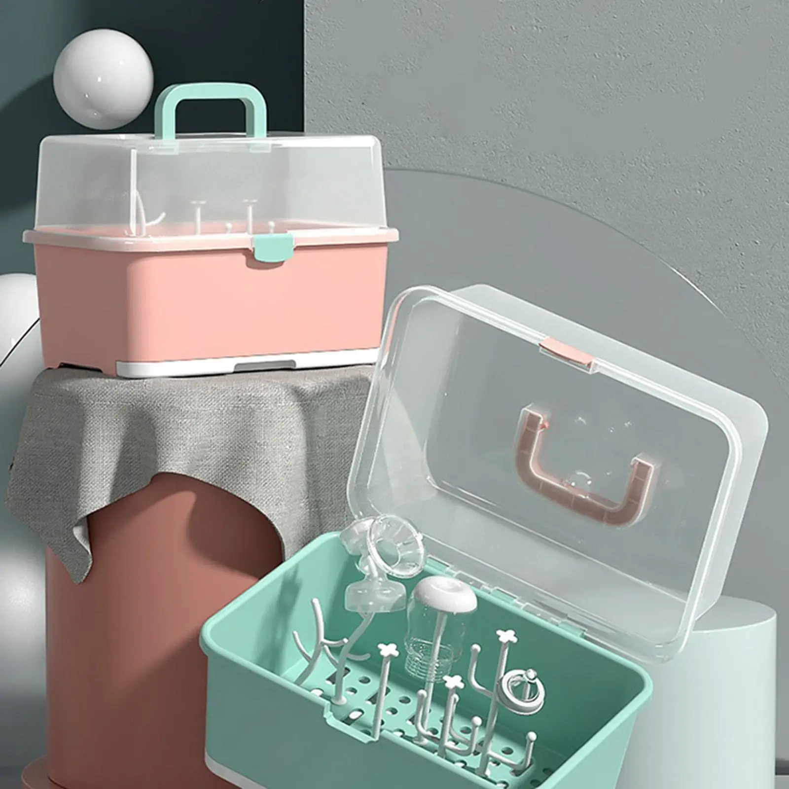 Portable Baby Bottle Drying Rack with Drainer Dust-Proof Nursing Bottle Storage Box Countertop Dryer for Countertop Travel Home bottle drying rack baby bottle drying rack feeding bottle drying rack