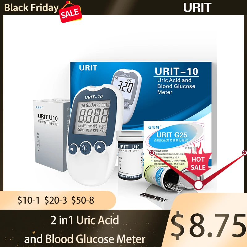 URIT 2 in 1 Multi-function Blood glucose monitor Uric acid meter glucometer Diabetes Gout Test sugar Strips | - Цена: 681,82 - 1 814,60 руб.