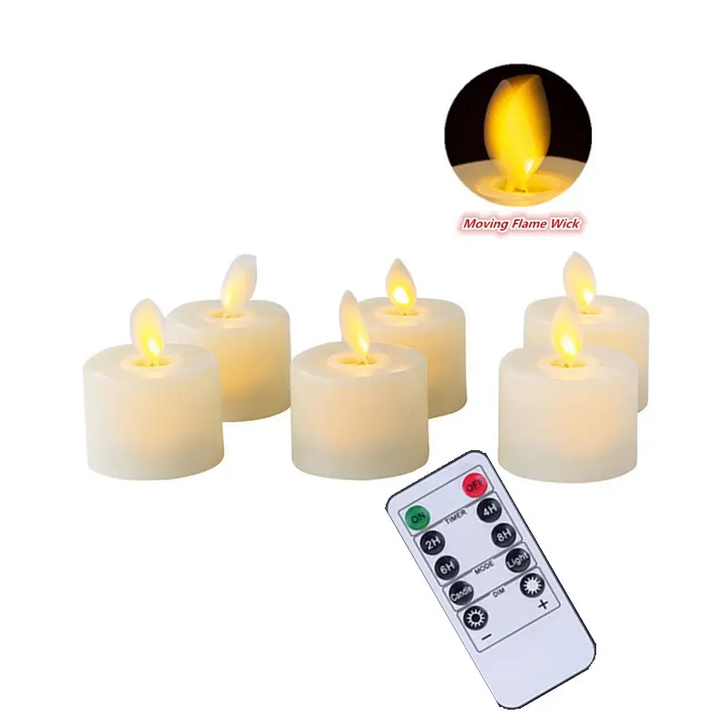 

Pack of 4 or 6 Remote Control LED Candles,Timer Dancing Moving Wick Battery Operated Votive Easter Tea Lights For Wedding Wall