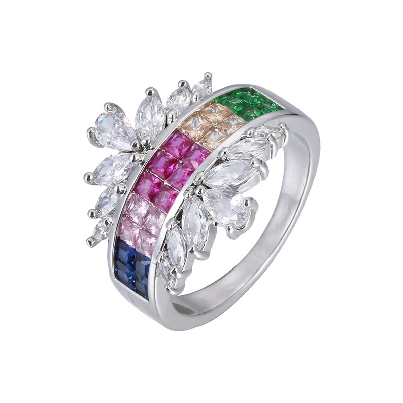 

Rainbow series of high-grade zircon topaz ring jewelry 007