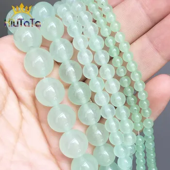 

New Light Green Jades Stone Beads Round Loose Spacer Beads For Jewelry Making DIY Bracelet Necklace Accessory 15'' 4/6/8/10/12mm