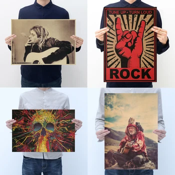 

AIMEER Vintage hippie skull Köppen ROCK gesture classic poster retro kraft poster home decoration painting wall stick 35*51cm