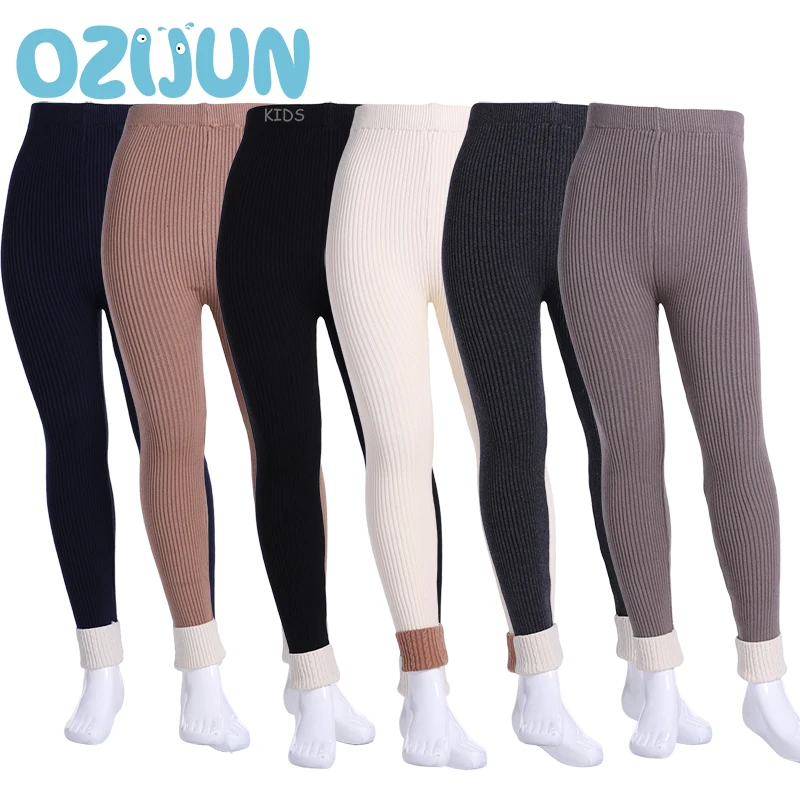 

New Autumn Winter Kids Girls Leggings For Children Girls Kids Cotton Knitting Leggins Teenager Trousers Black White Tights
