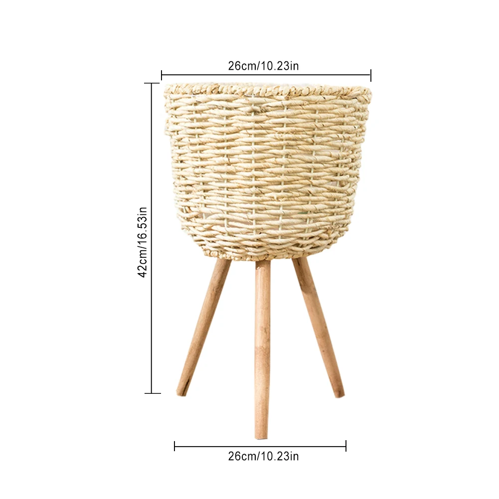 Wicker Plant Stand Floor Flower Pots Vase Garden Decoration Holder Display Potted Rack Rustic Decor Plant Pot Garden Supplies