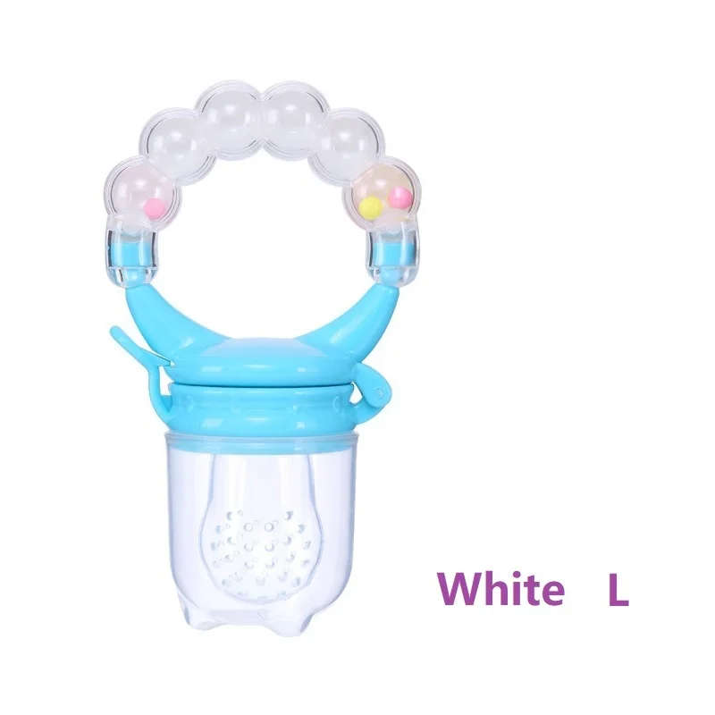 White L Для детских бутылочек, соски-пустышки нагрудник для малыша Детские свежий Ниблер для кормления младенцев фрукты Фидер погремушка Bite Редкие ниппельная кормушка - Цвет: White L