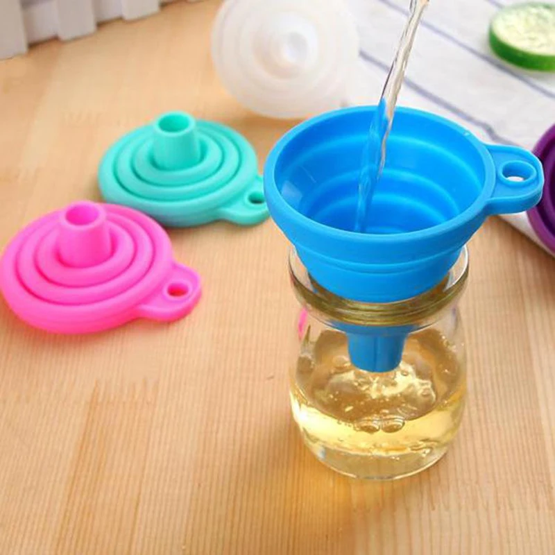 

1Pcs Kitchen Mini Silicone Gel Foldable Funnel Hopper Cooking Kitchen Gadgets