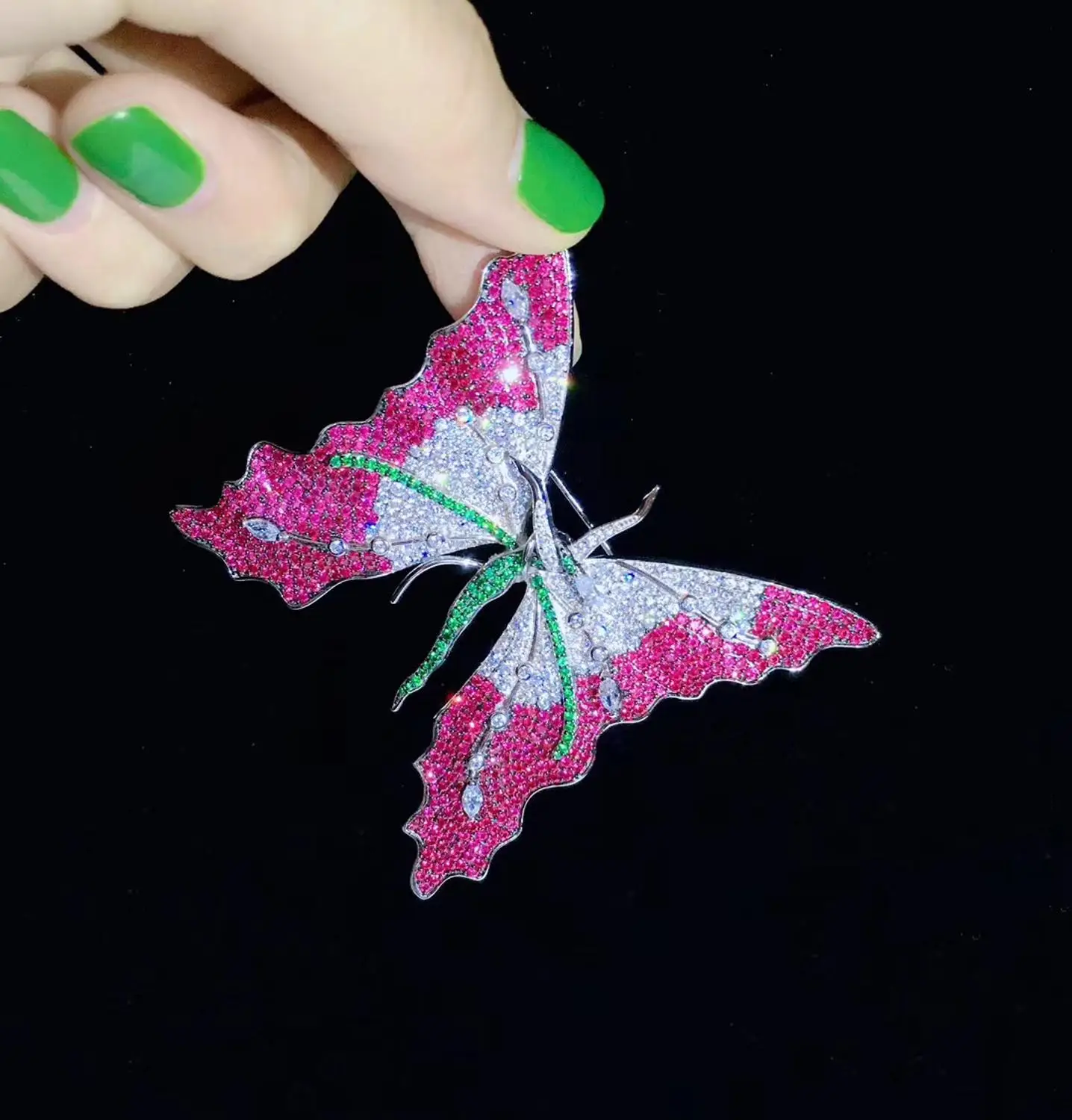 925 sterling silver with cubic zircon butterfly brooch& pendant double use fashion women jewelry insect 67*58MM free shipping