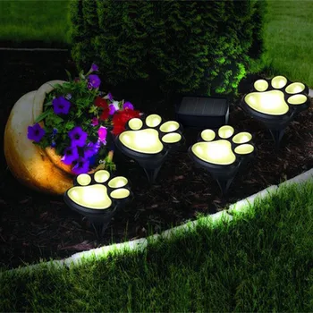

Solar Cat Animal Paw Print Lights 4pcs LED Solar Lamps Outdoors street lamp LED Path Decorative Lighting Footprints Lamp