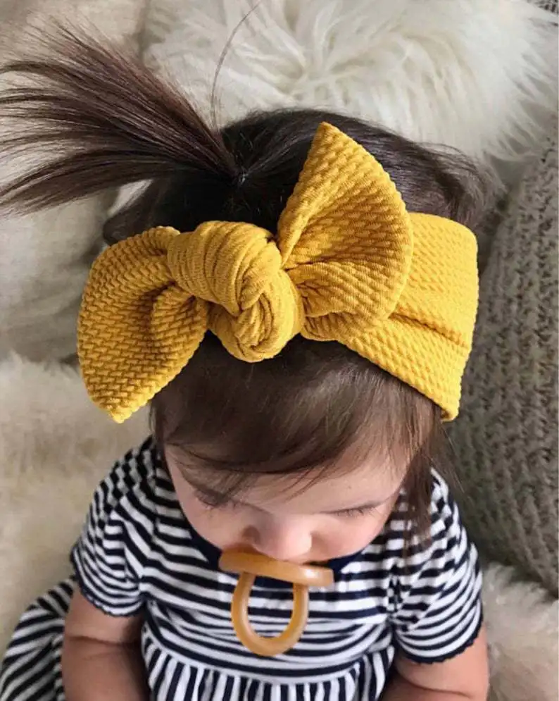 Nishine Soft Baby Bubble Texture Rotating Ear Knot Headband Newborn Toddler Headdress Headwraps Girls Children Headwear