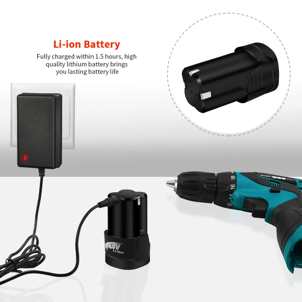 LOMVUM 12V Electric Drill Waterproof Rechargeable