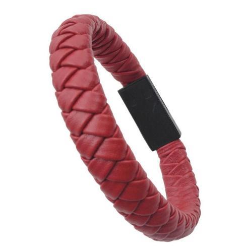 Mini Charging Bracelet Faux Leather Woven Type-C/Micro USB Charging Bracelet Data Cable for Mobile Phone