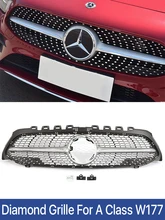 

Black Silve Front Bumper Radiator Diamonds Grille For Mercedes Benz A Class W177 A35 A180 A200 A250 A260 AMG 2019 2020 2021
