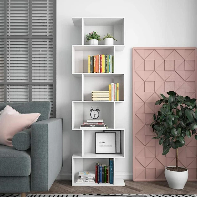 Bookshelf, 6-Tier Bookcase, Tall Display Shelf, Freestanding Storage Shelf,  Room Divider, for Home Office, Living Room, Bedroom
