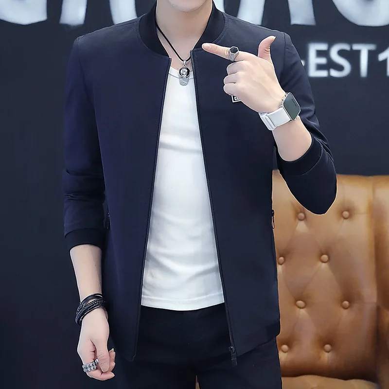 

2018 Autumn New Style Jacket Men's Korean-style Youth Stand Collar Casual Solid Color Tops Slim Fit Versatile Fashion