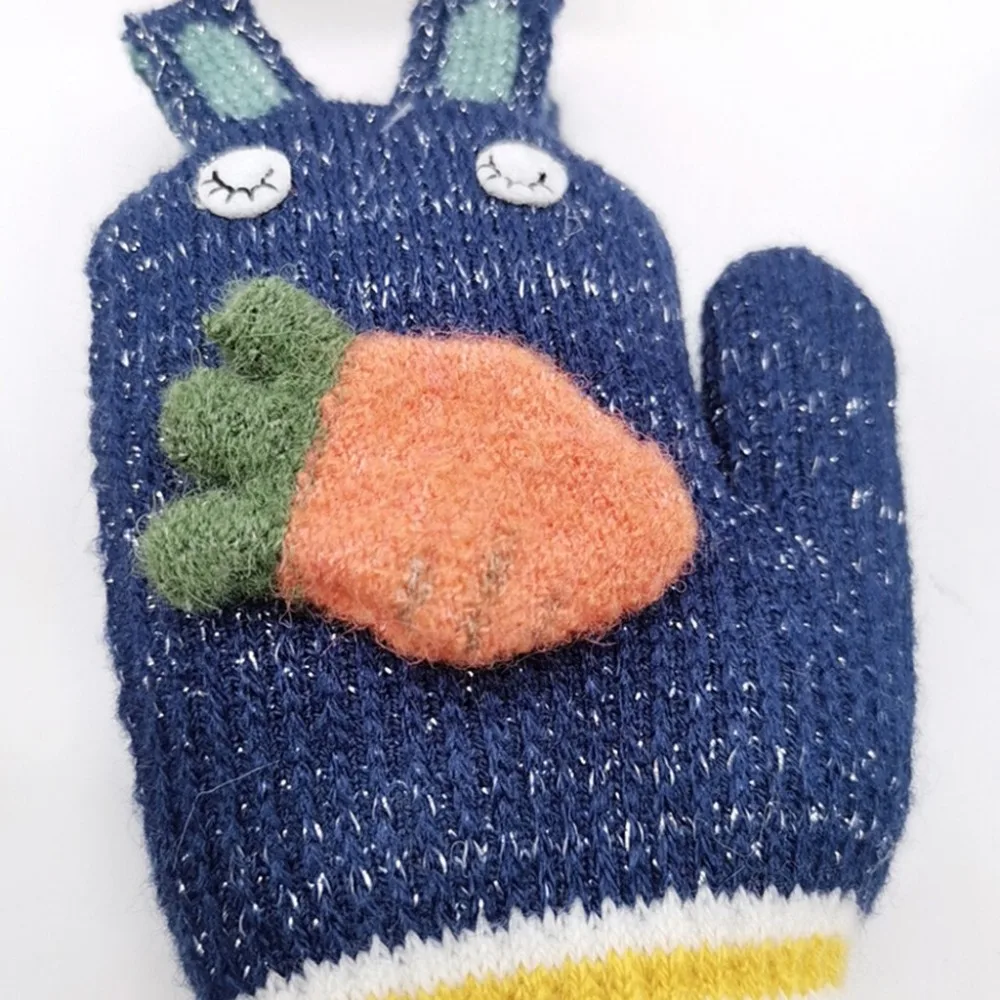 Детские перчатки; Зимние перчатки для девочек с милым рисунком кролика; теплые варежки; перчатки; ручная работа;#2N01
