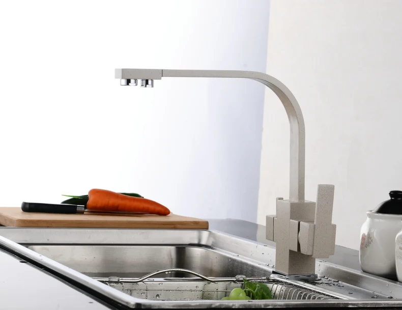 FLG черный квадратный кухонный кран для кухни латунь 360 градусов поворотные Краны Фильтр Воды Смеситель кран для кухни 573-33B