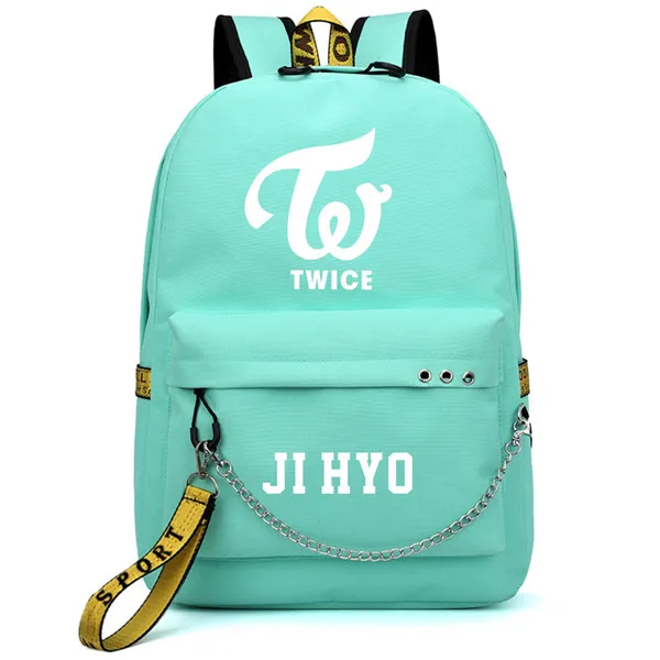 thumbnail image 1 of Mochila con estampado de la banda coreana TWICE, mochila de lona para mujer, mochila femenina con carga USB para ordenador portátil, mochila para mujer, 1 of 5