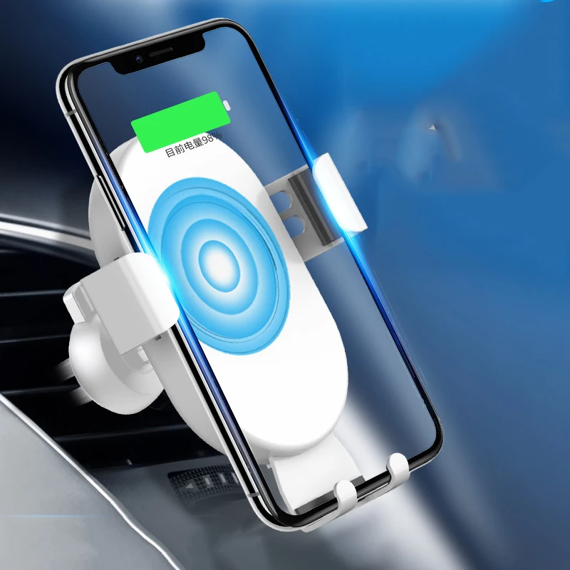 

Qi Wireless Car Charger Automatic Clamping Fast Charging Phone Holder for iPhone XR Xs Max Huawei Samsung Smart Phone Car Mount
