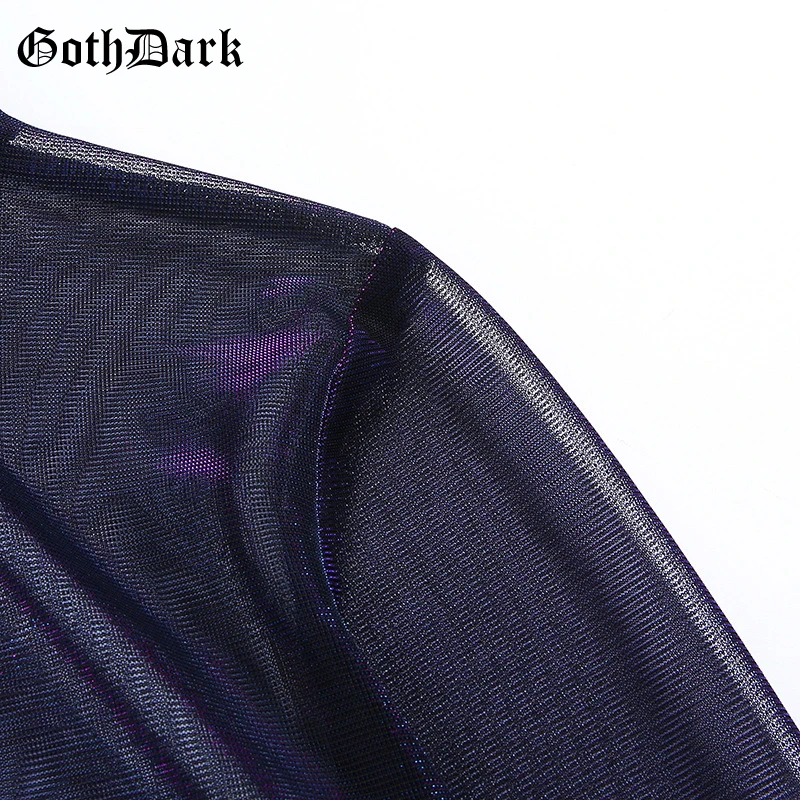 Готический темно-черный прозрачный гранж Готический боди Харадзюку Панк Осень Модный женский боди Эстетическая сетка пэчворк