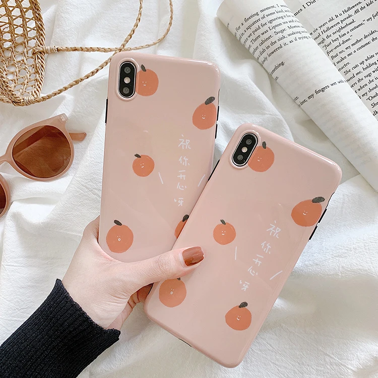 

For Orange wish you happy 8plus Apple x mobile phone shell XS Max / XR / iPhoneX / 7p text happy 6s soft set female