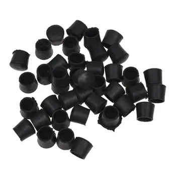

New 40 Pcs Black Rubber Chair Table Feet Pipe Tube Tubing End Caps 14mm