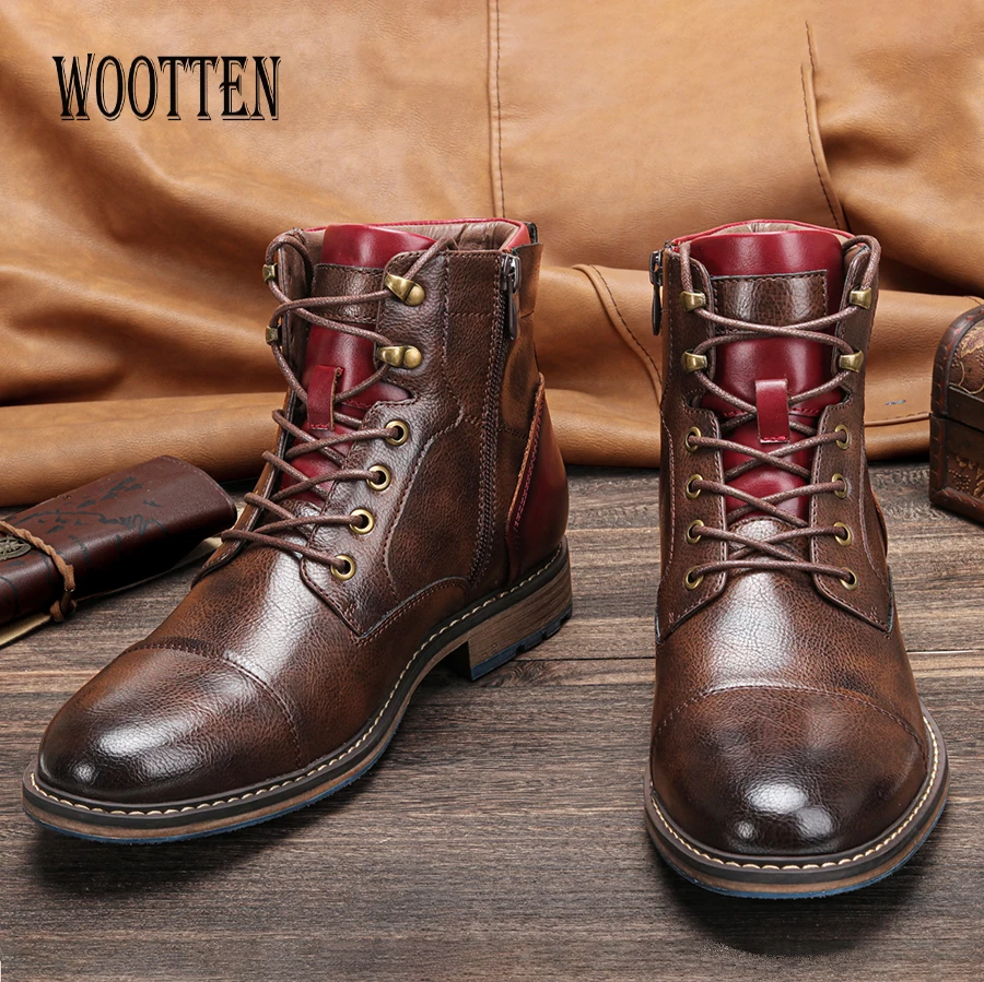 Botas de invierno de talla 8-12 para hombre, zapatos masculinos de la Royal británica, botines de marca Wootten, zapatos martins # AL603C4
