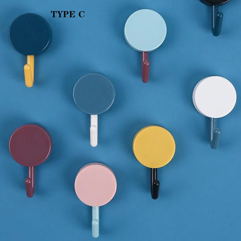 Gancho pequeño para puerta, sin traza, color sólido, sin perforaciones, para ropa, decoración de pared, 10 Uds.