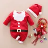 Toddler Boys Girls Rompers Kids Baby Christmas Costume Santa Claus Red Jumpsuits + Hats 2pcs Cotton Outfits For Newborn 0-24M ► Photo 2/6