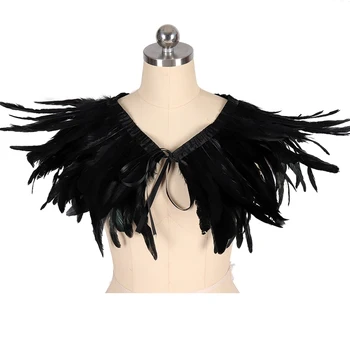 

Feather Collar Victorian Real Natural Feather Shrug Shawl Shoulder Wrap Cape Gothic Collar Cosplay Costume Performance Rave