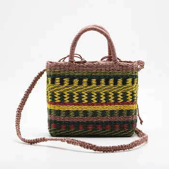 

2020 New Children's Straw Bag Multicolor Woven Mini Shopping Bag Straw Beach Tote Messenger Crossbody Shoulder Bag Handbag