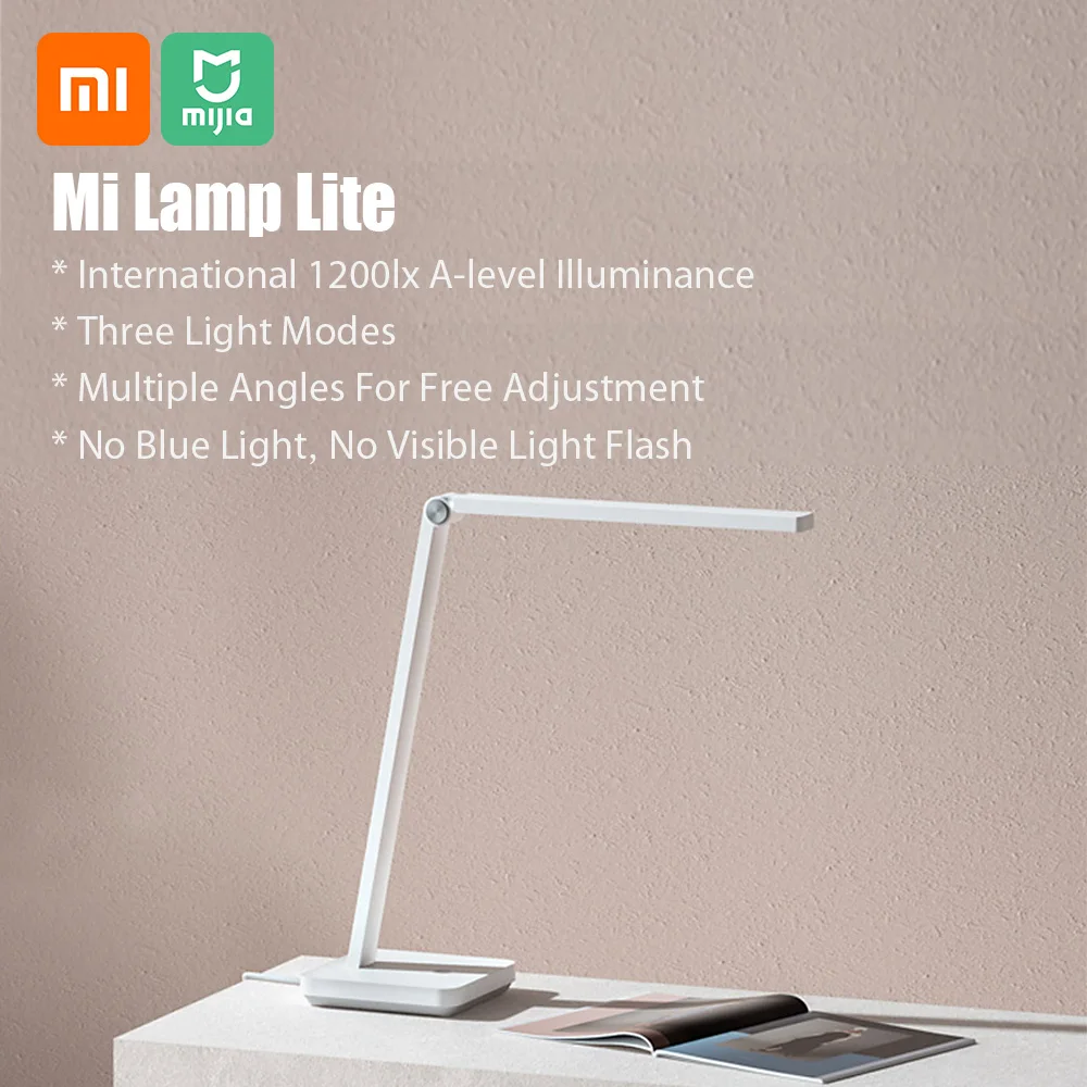 Xiaomi Mijia лампа Lite Регулируемая Настольная Светодиодная три режима освещения без