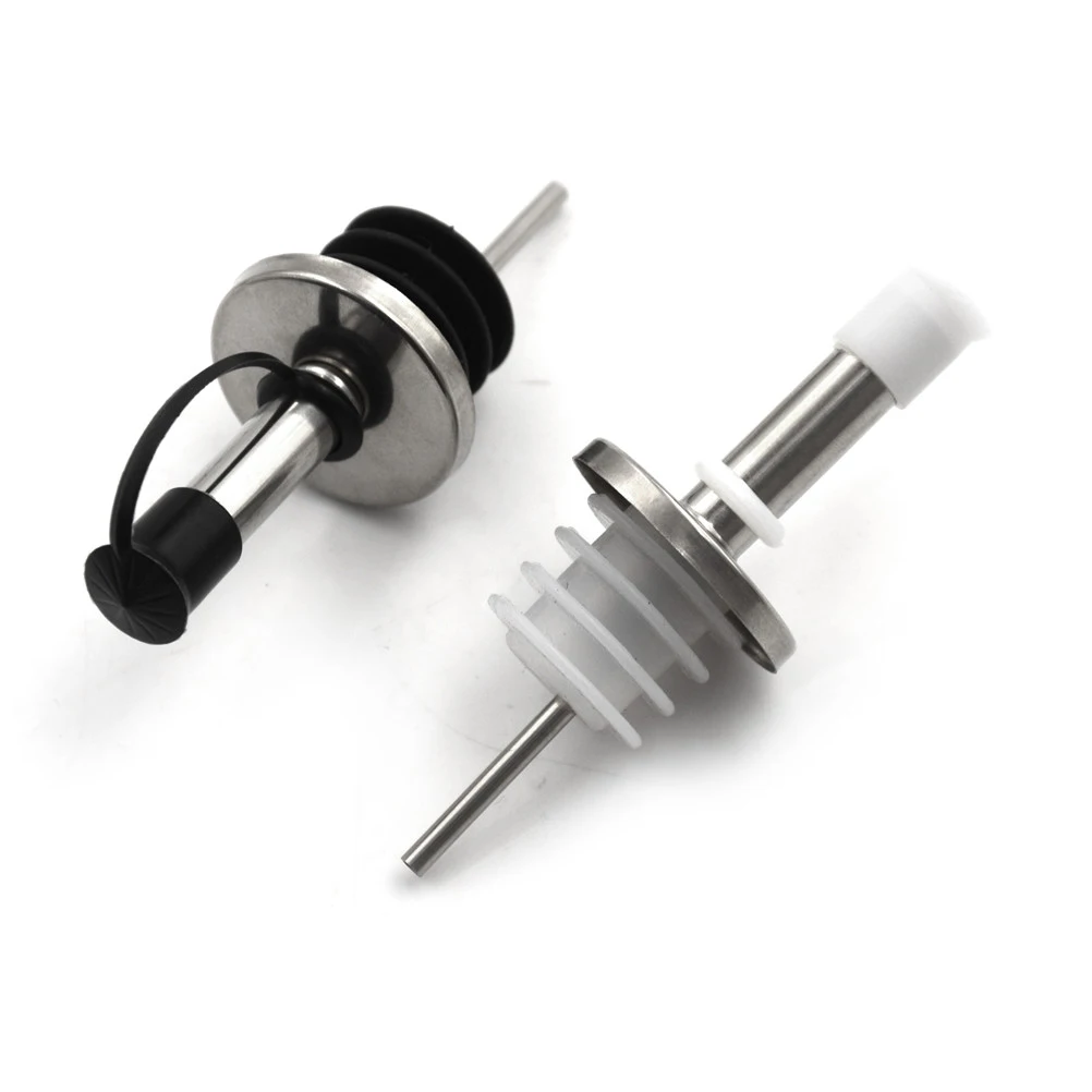 Stainless Steel Oil Bottle Spout Pourer/Mouth With Stopper Flask Dry Red Wine Pot Bottle Cork Plug Olive Pourer Dispenser