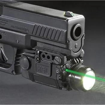 

2in1 Tactical X5L LED Flashlight Combo Green Laser Sight Universal Pistol Gun Mira Laser Pistola For Airsoft Glock 17 19 Series