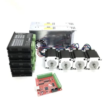 

4Axis Nema23 Kit 4PCS 57mm 2.2N.m/2.5Nm/3Nm Stepper Motor+4PCS DC20-50V Driver+2PCS 400W Power Supply+1PC USB Mach3 Control Card
