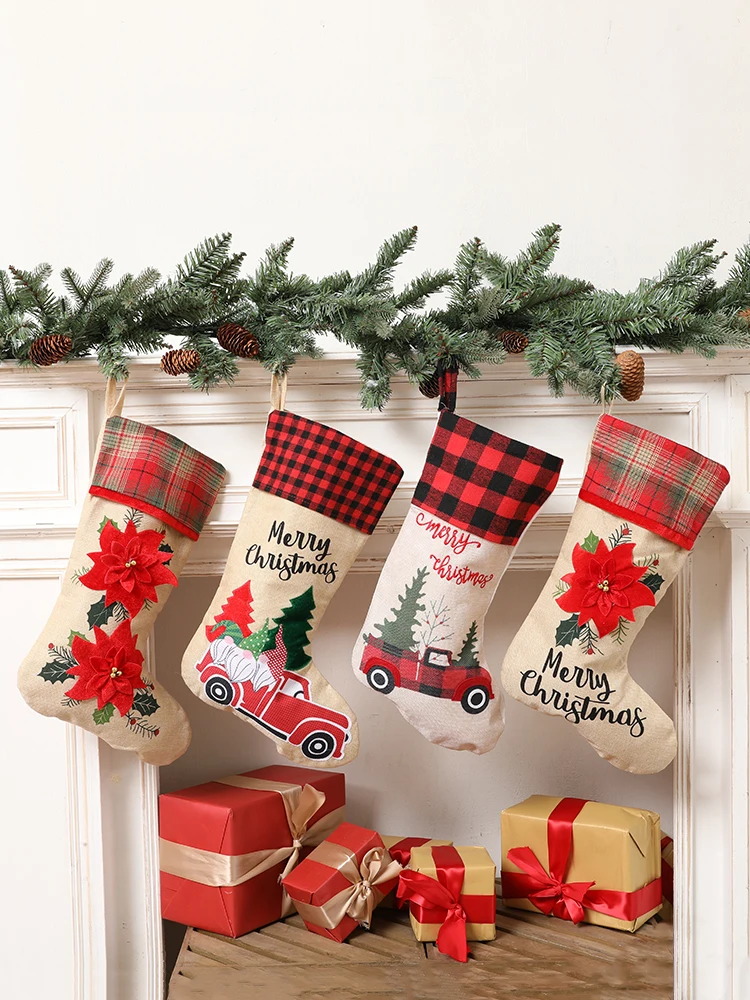 

Room Decor Christmas Socks Bag Old Man Elk Snowman New Year's Eve Decorations Gift Packaging Christmas Sock Fireplace Ornaments