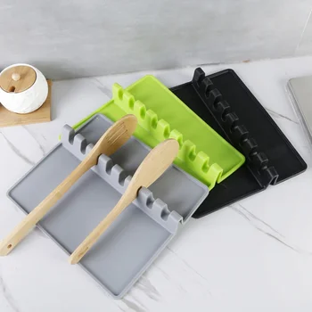 

Kitchen Simple Spatula Holder Durable Silicone Spoon Holder Heat Resistant Utensil Silicone Spoon Pad